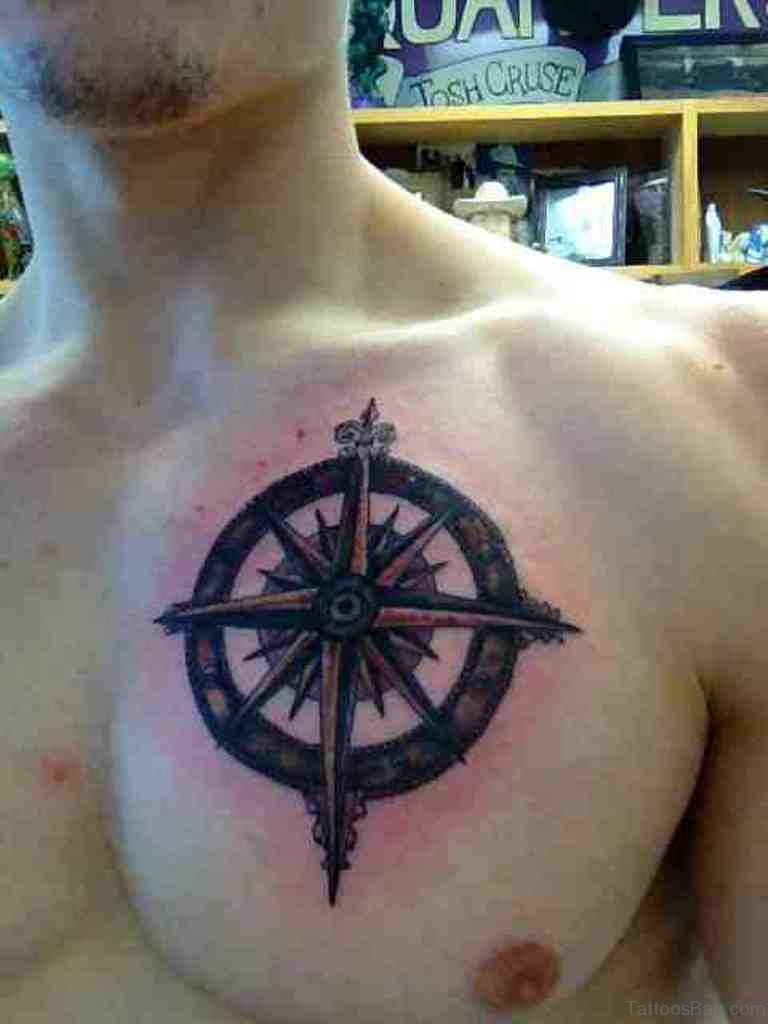 51 Attractive Compass Tattoo Design On Chest regarding dimensions 768 X 1024