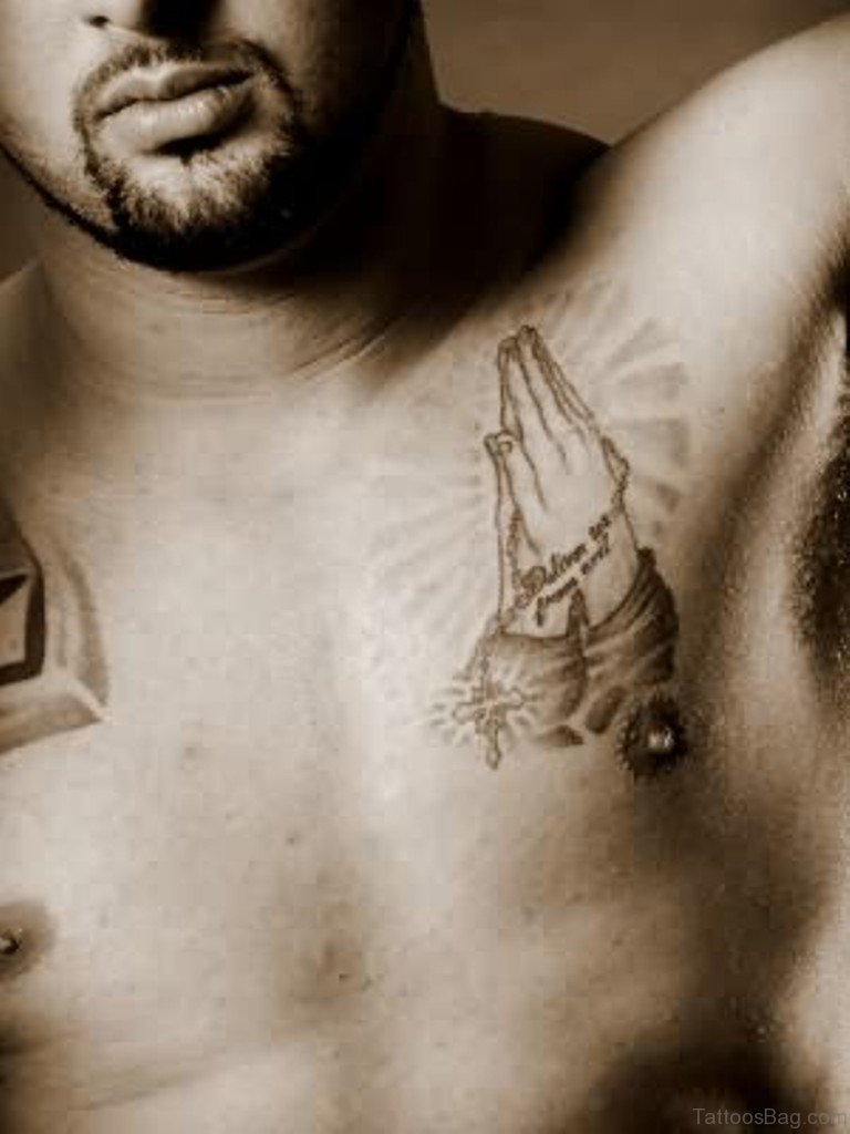 51 Stylish Praying Hands Tattoos On Chest intended for proportions 768 X 1024