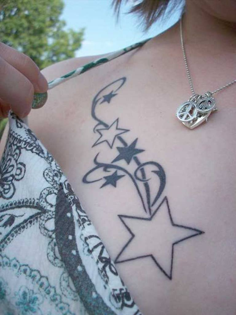 52 Gorgeous Stars Tattoos For Chest for dimensions 768 X 1024