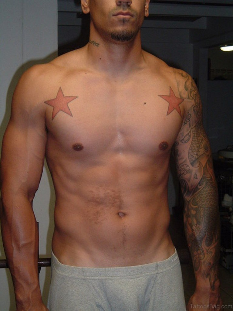 52 Gorgeous Stars Tattoos For Chest intended for measurements 768 X 1024