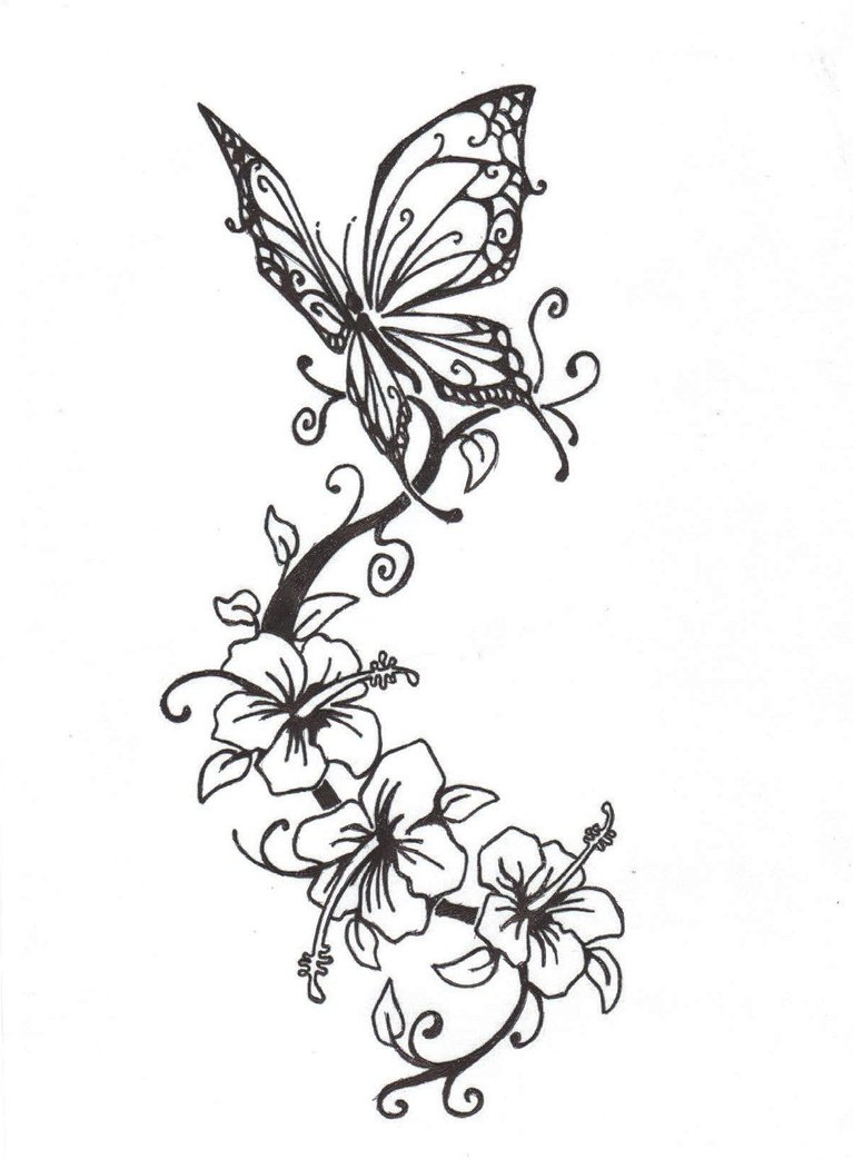 55 Butterfly Flower Tattoos for proportions 767 X 1042