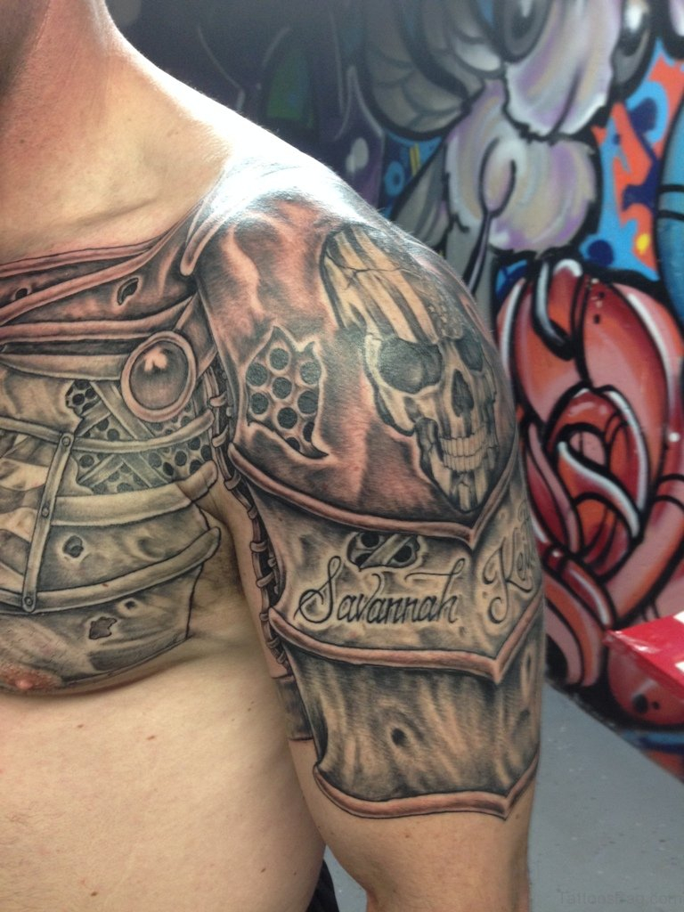 55 Great Armor Tattoos For Chest regarding size 768 X 1024