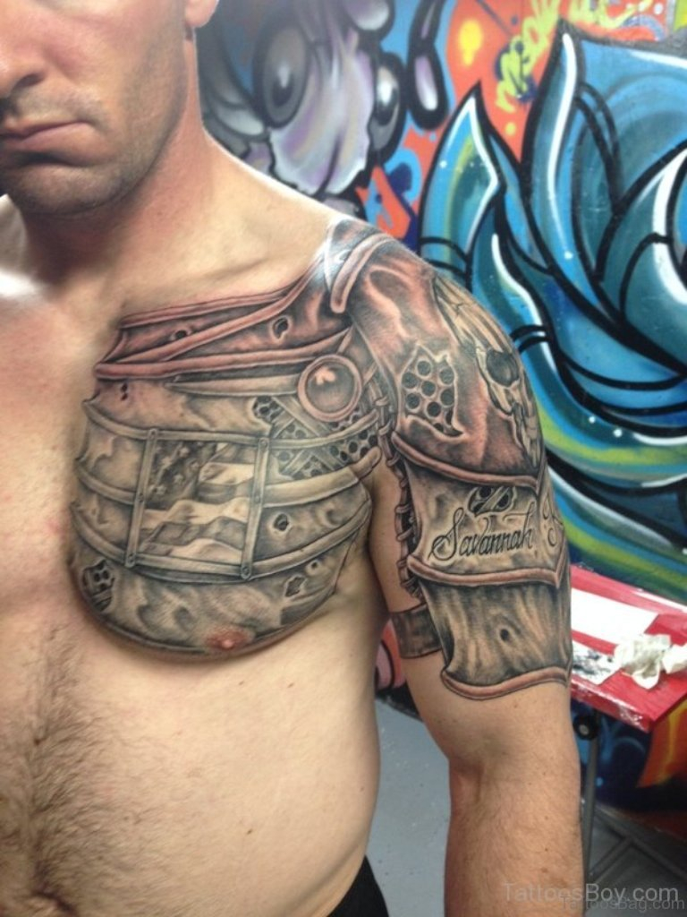 55 Great Armor Tattoos For Chest throughout dimensions 768 X 1024