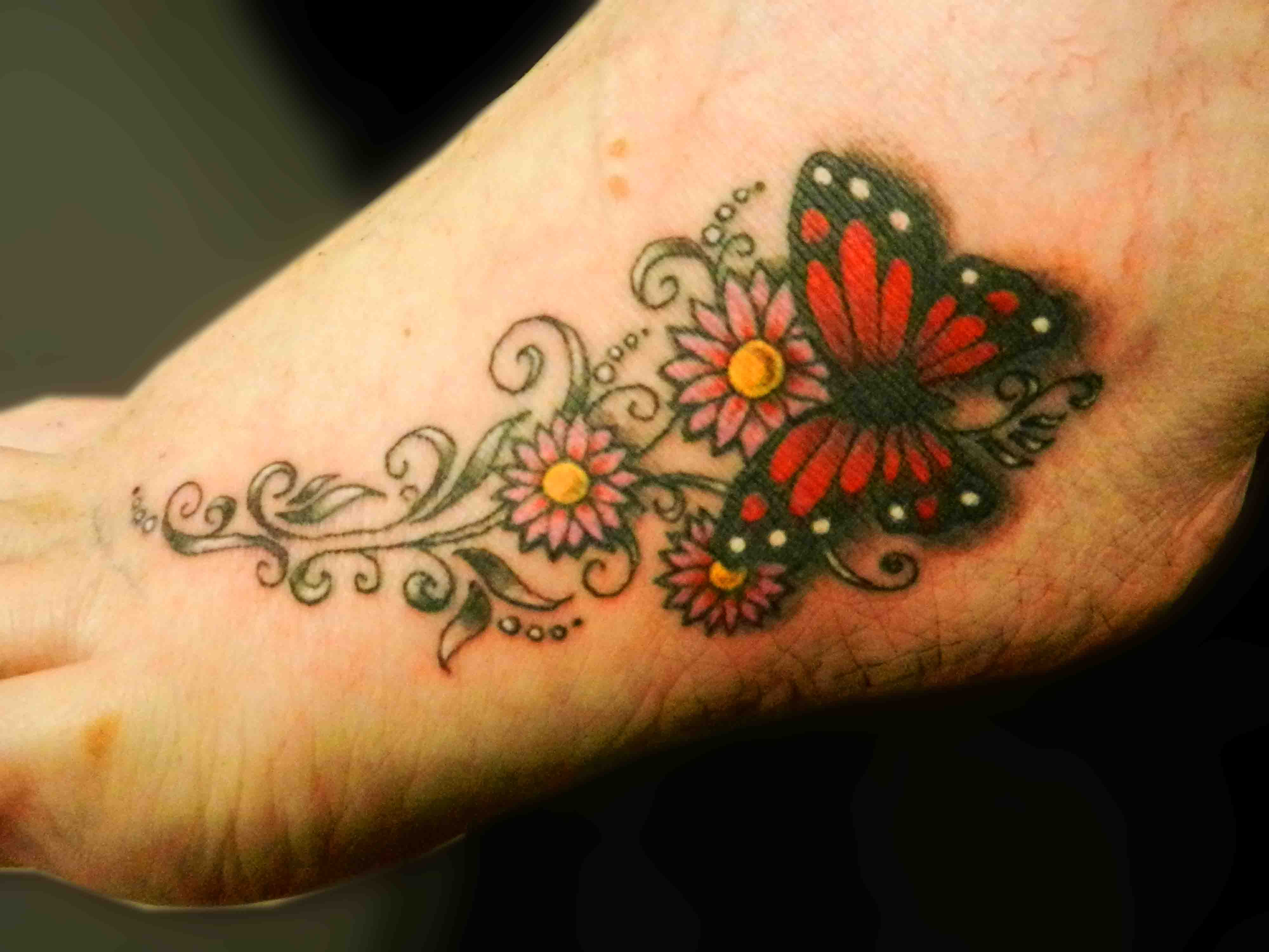 57 Butterfly And Flower Tattoos On Foot for dimensions 4000 X 3000