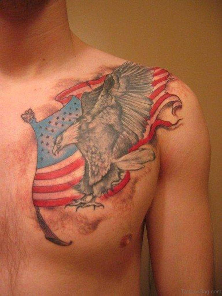 57 Classic Flag Tattoos On Chest throughout measurements 768 X 1024