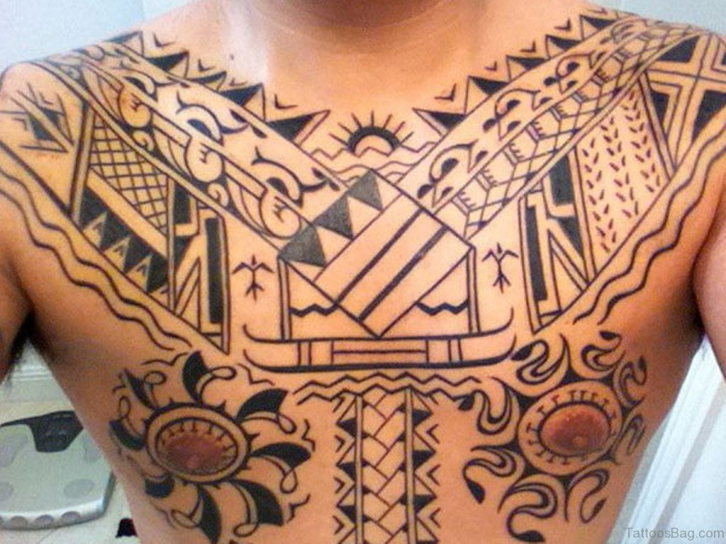 61 Stylish Tribal Tattoos On Chest intended for sizing 1024 X 768