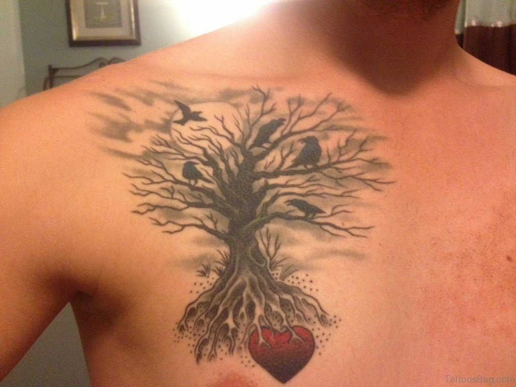 64 Mind Blowing Tree Tattoos For Chest with regard to measurements 1024 X 768