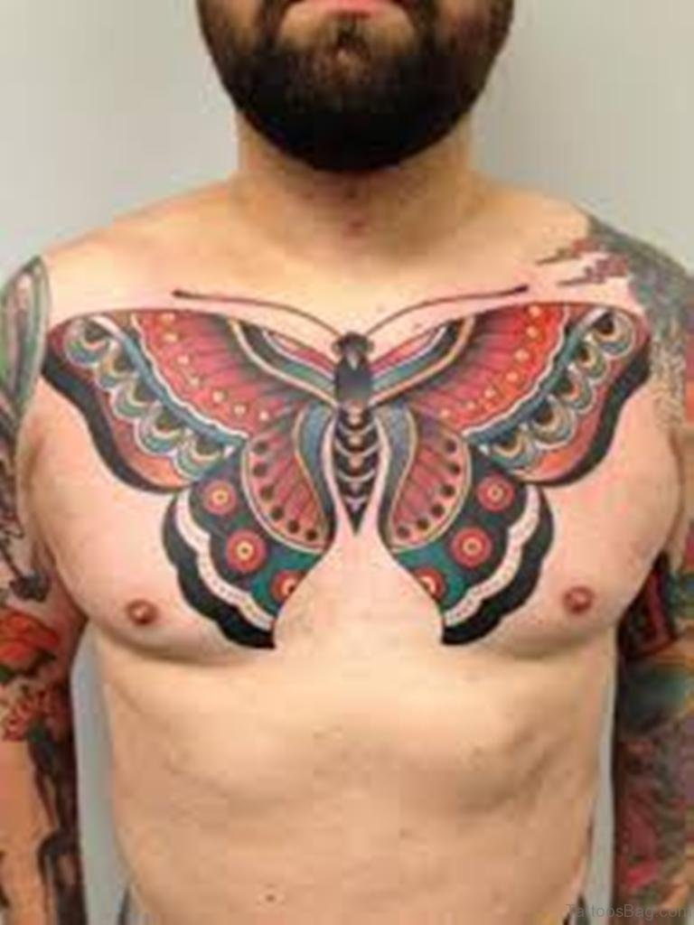 69 Most Attractive Butterfly Tattoos For Chest in proportions 768 X 1024