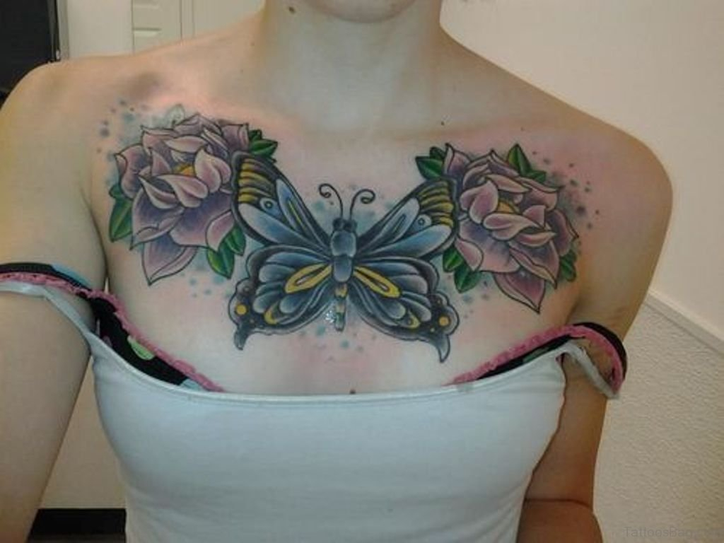 69 Most Attractive Butterfly Tattoos For Chest in sizing 1024 X 768