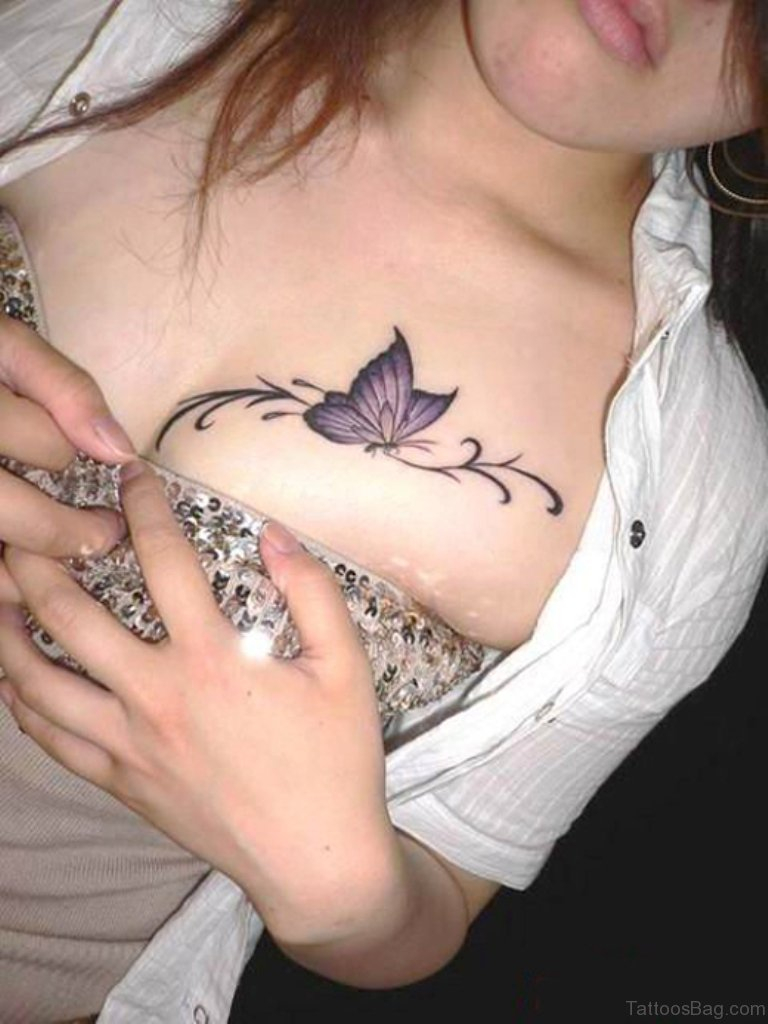 69 Most Attractive Butterfly Tattoos For Chest with regard to dimensions 768 X 1024