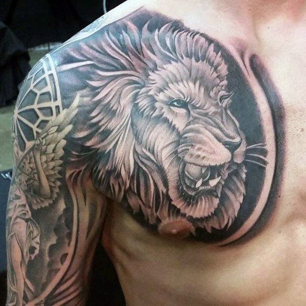 70 Lion Chest Tattoo Designs For Men Fierce Animal Ink Ideas pertaining to measurements 600 X 600