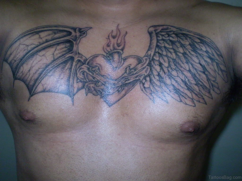 70 Stylish Wings Tattoo For Chest regarding proportions 1024 X 768