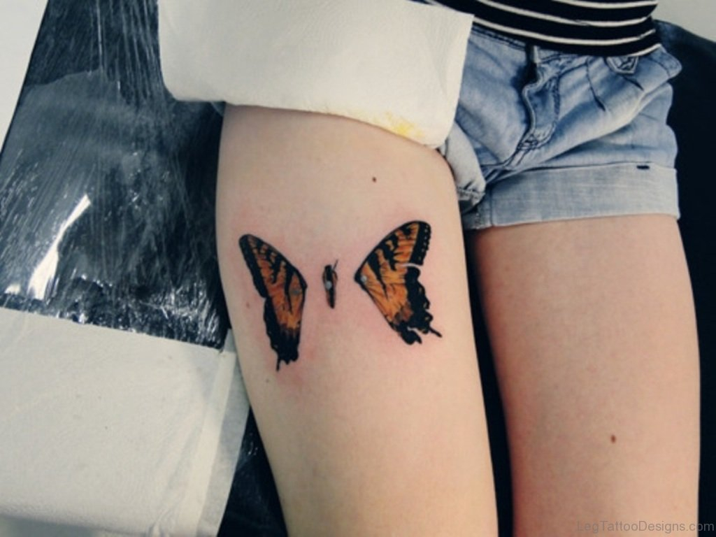 71 Outstanding Butterfly Tattoos On Thigh regarding dimensions 1024 X 768
