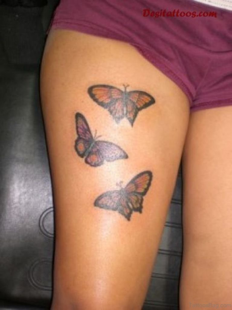 71 Pretty Butterfly Tattoos On Thigh inside dimensions 768 X 1024