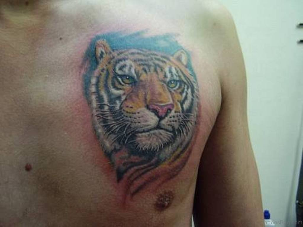71 Stylish Tiger Tattoo On Chest with dimensions 1024 X 768