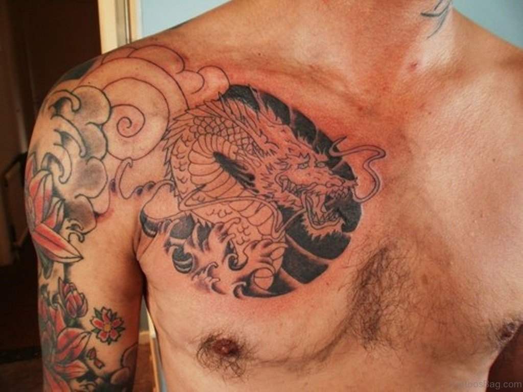 80 Modish Dragon Tattoos On Chest in proportions 1024 X 768