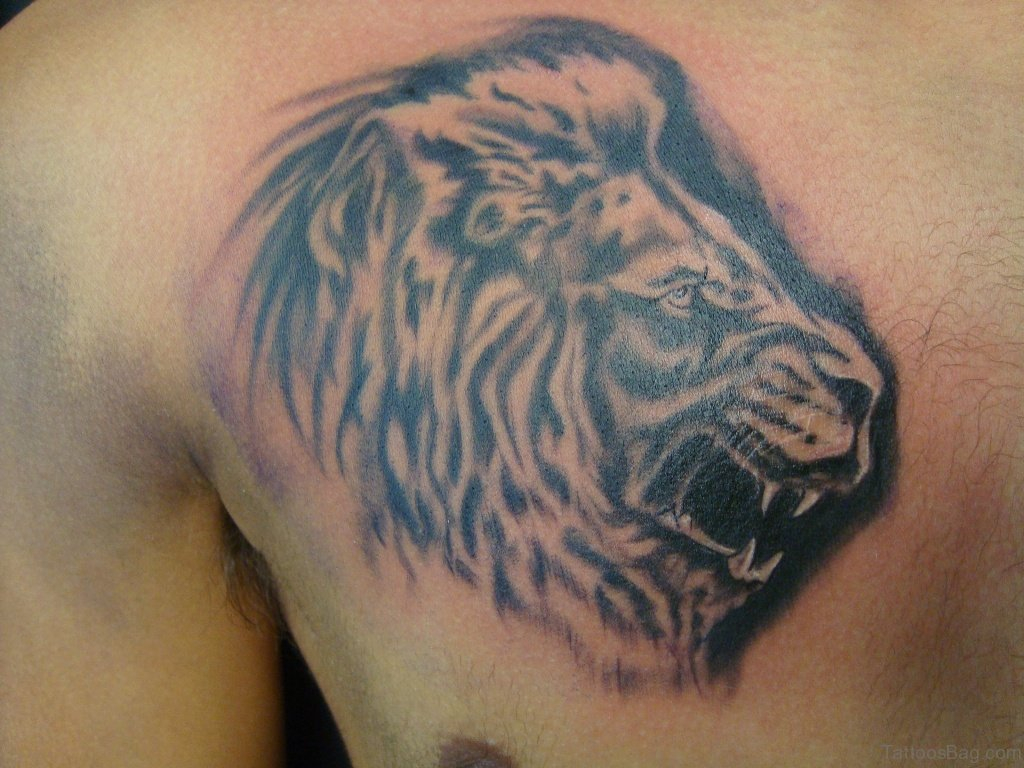 85 Good Looking Lion Tattoos For Chest inside sizing 1024 X 768