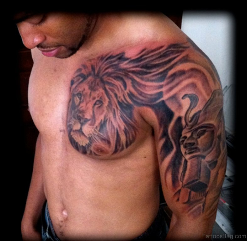 85 Good Looking Lion Tattoos For Chest with dimensions 787 X 768