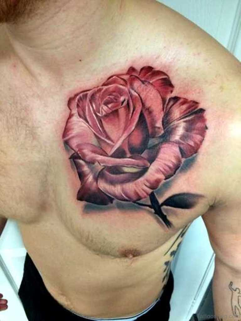 85 Mind Blowing Rose Tattoos On Chest throughout size 768 X 1024