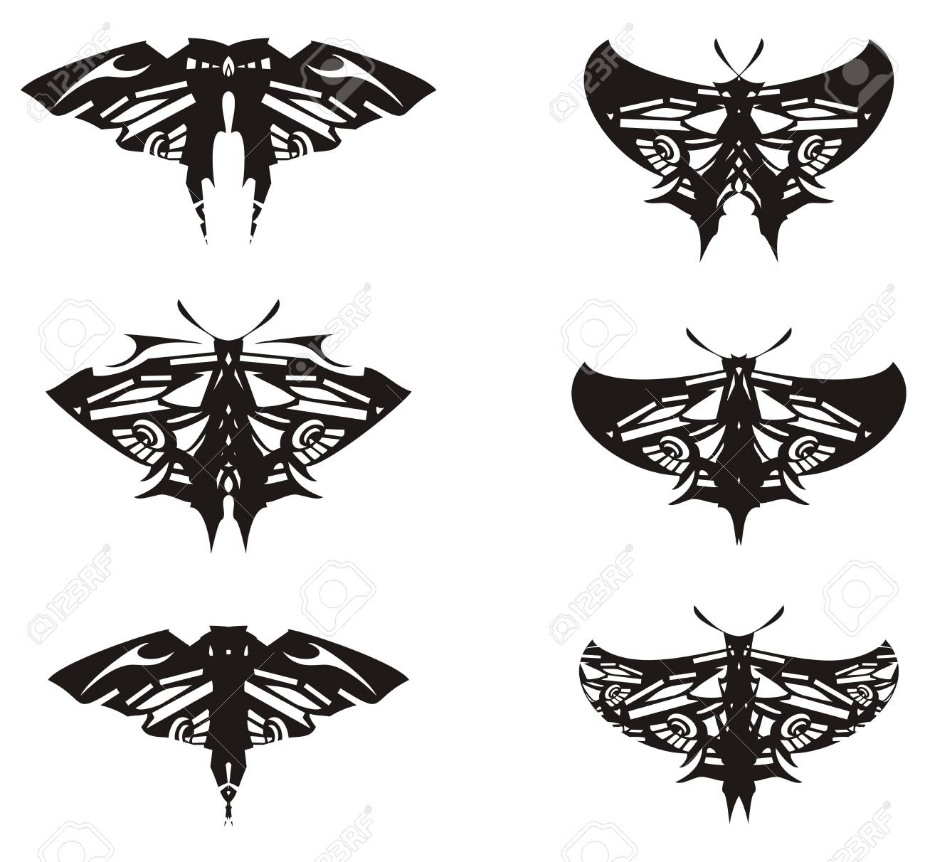 Abstract Butterfly Tattoo Art Set Royalty Free Cliparts Vectors within size 1300 X 1212