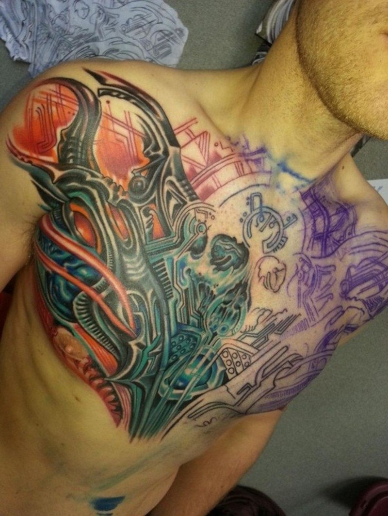 Amasing Biomechanical Chest Tattoo For Men Tattoos Book 65000 regarding sizing 800 X 1065