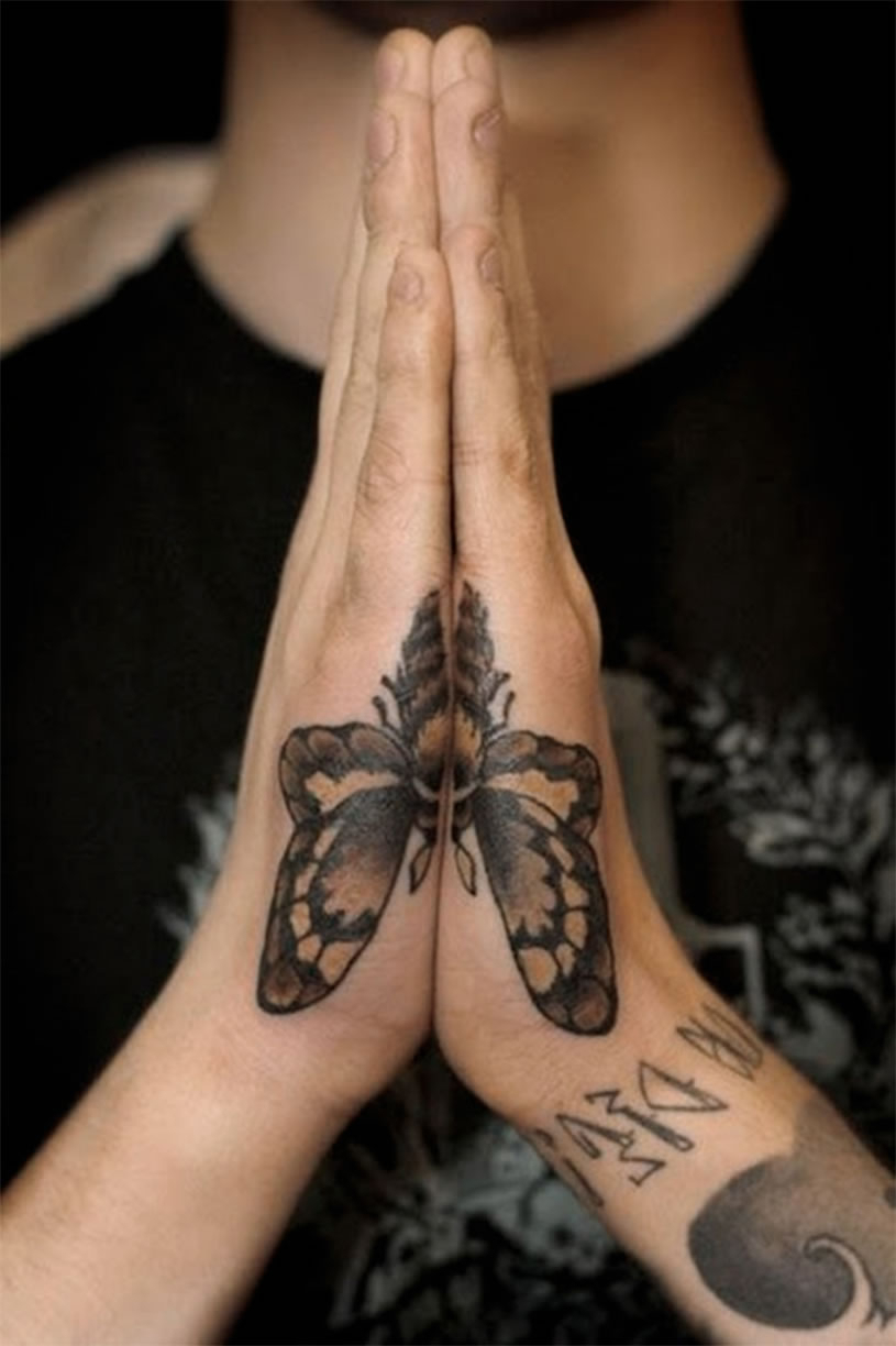 Amazing Butterfly Tattoo On Joined Hands in measurements 815 X 1224