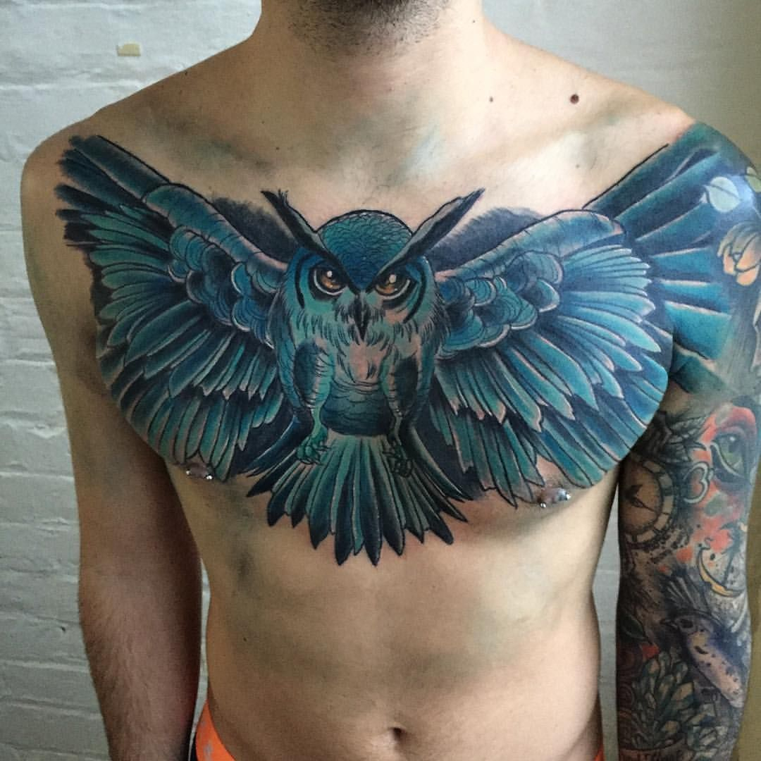 Amazing Owl Chest Tattoo Haydn Higham Skin Art Owl Tattoo in measurements 1080 X 1080