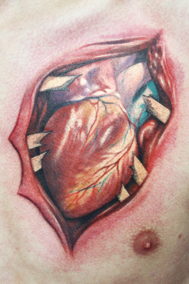 Amazing Ripped Heart Tattoo On Chest Tattooimagesbiz throughout dimensions 730 X 1095