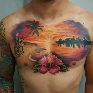 Amazing Sunset Chest Piece From Nicksundstromtattoos Sunset intended for sizing 1080 X 1080