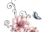 Amazing Two Hibiscus Flower With Butterfly Tattoo Design Tashitam pertaining to size 900 X 1107