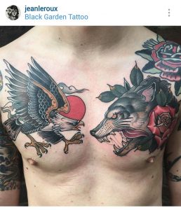 American Traditional Eagle And Wolf Tattoos Jeanleroux Unique throughout sizing 1079 X 1256