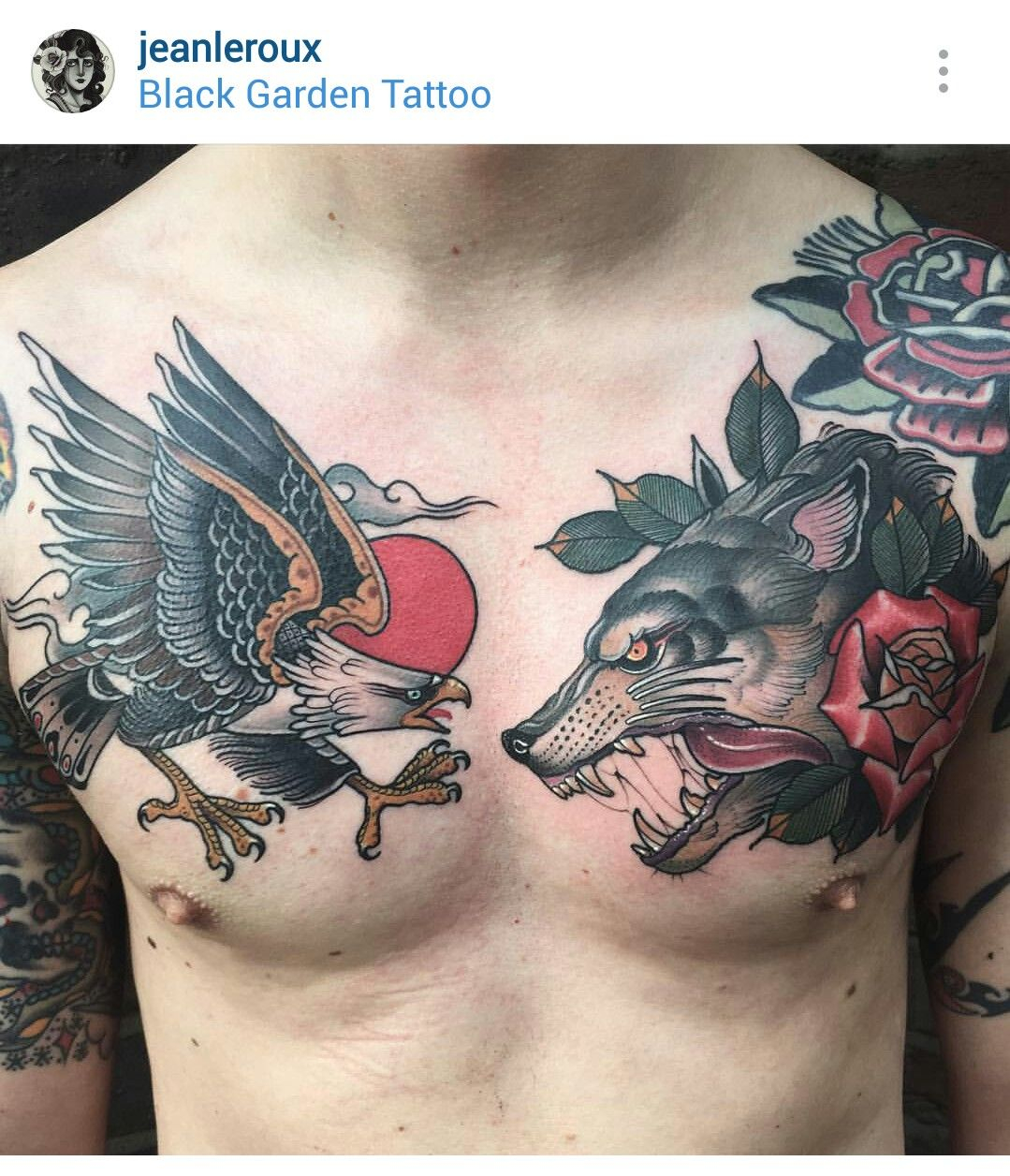 American Traditional Eagle And Wolf Tattoos Jeanleroux Unique throughout sizing 1079 X 1256