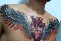 Anatomical Heart Wings Chest Tattoos Chest Tattoo Cool for dimensions 1000 X 1012