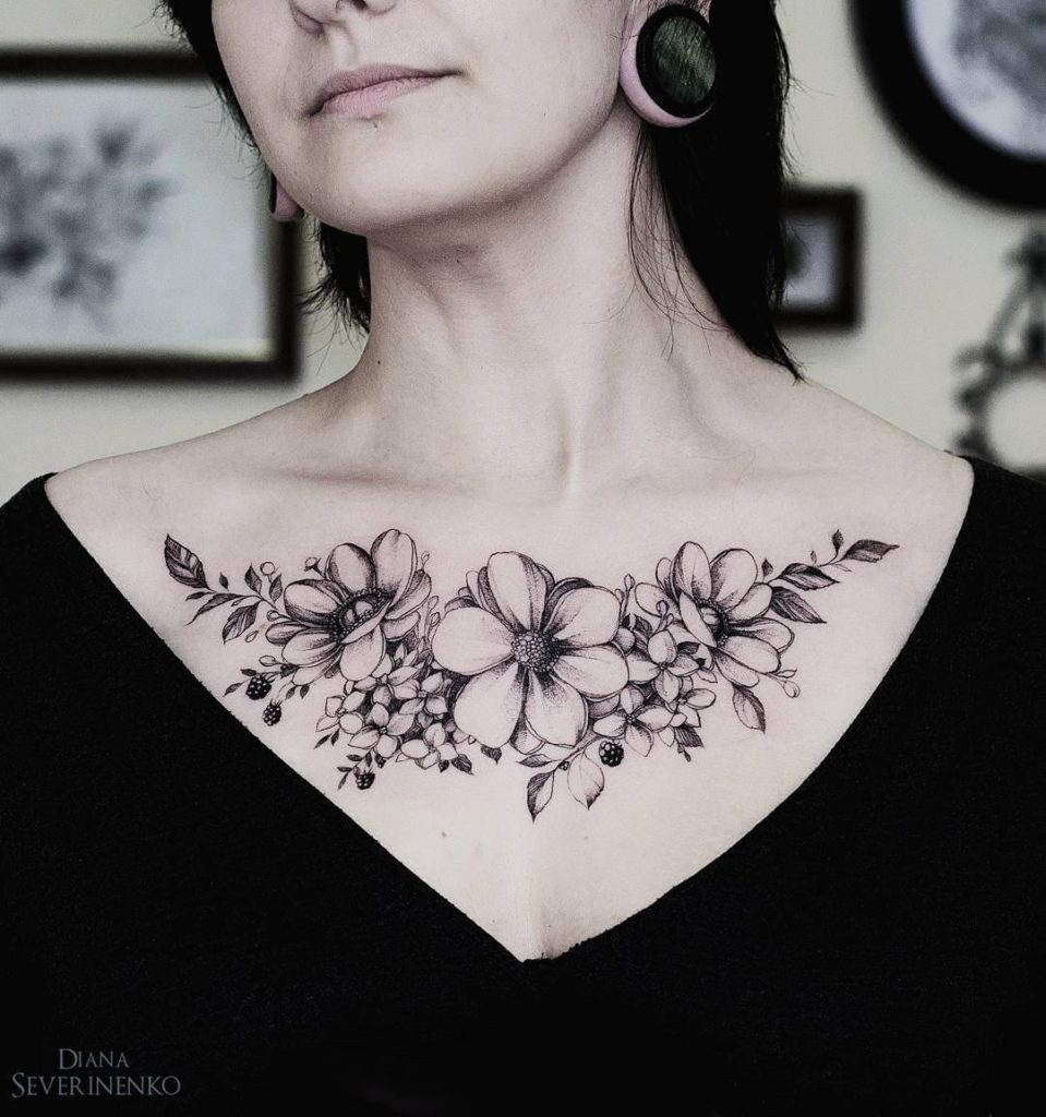Anemones Hydrangea Chest Best Tattoo Design Ideas regarding dimensions 959 X 1024