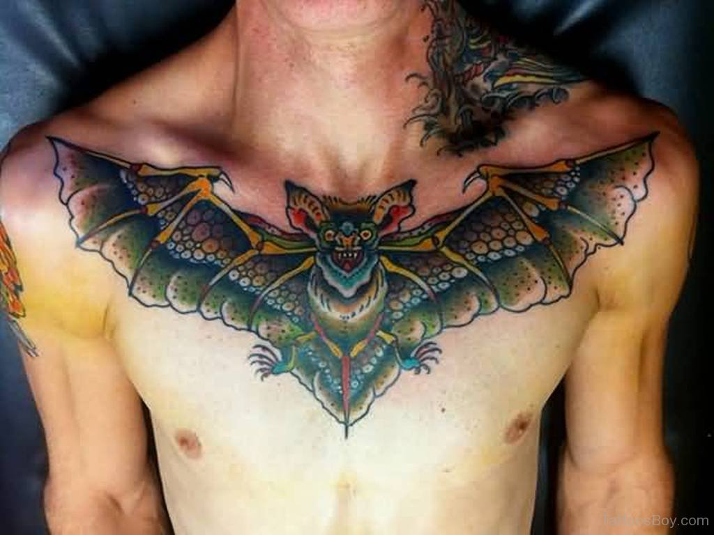 Awesome Bat Tattoo On Chest Tattoo Designs Tattoo Pictures intended for dimensions 1024 X 768