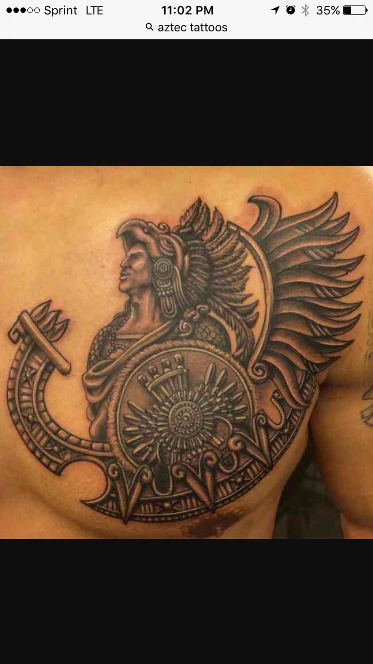 Aztec Warrior On Left Side Chest Tatoo Ideas Aztec Tattoo with regard to size 750 X 1334