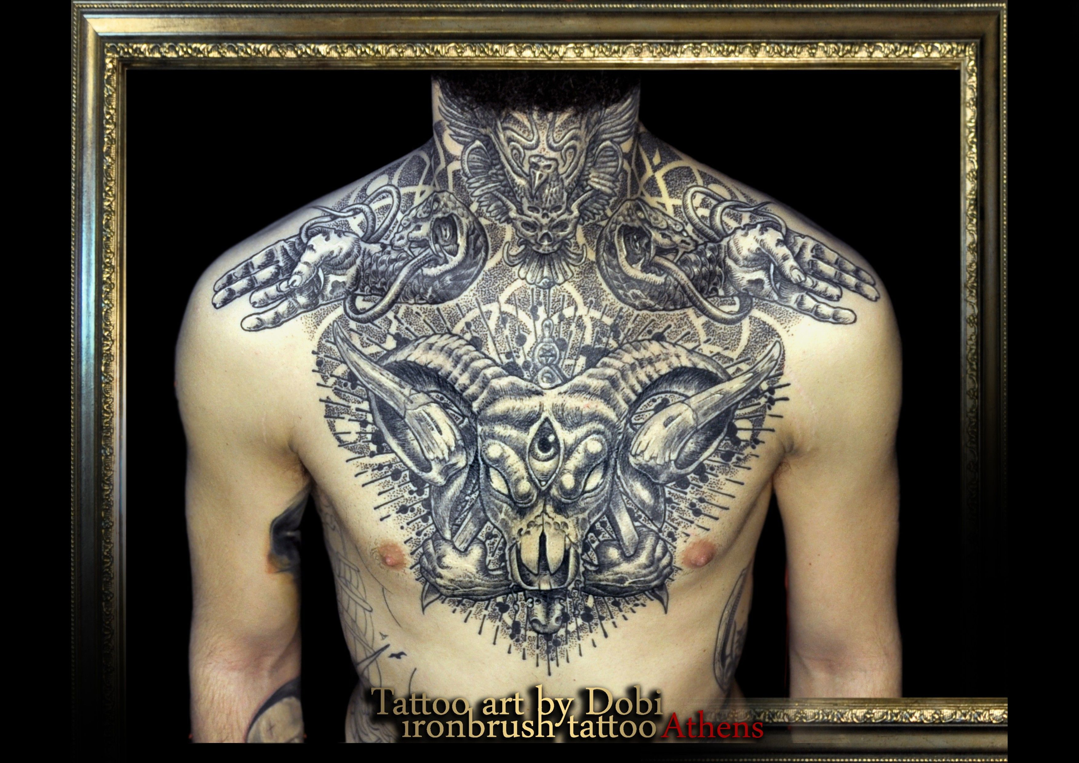 Baphomet Chest Tattoo Ink The Skin Tattoos Chest Tattoo Occult intended for sizing 3508 X 2480