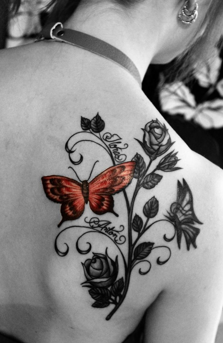 Beautiful Butterfly Tattoos With Kids Names Design Idea intended for size 736 X 1131