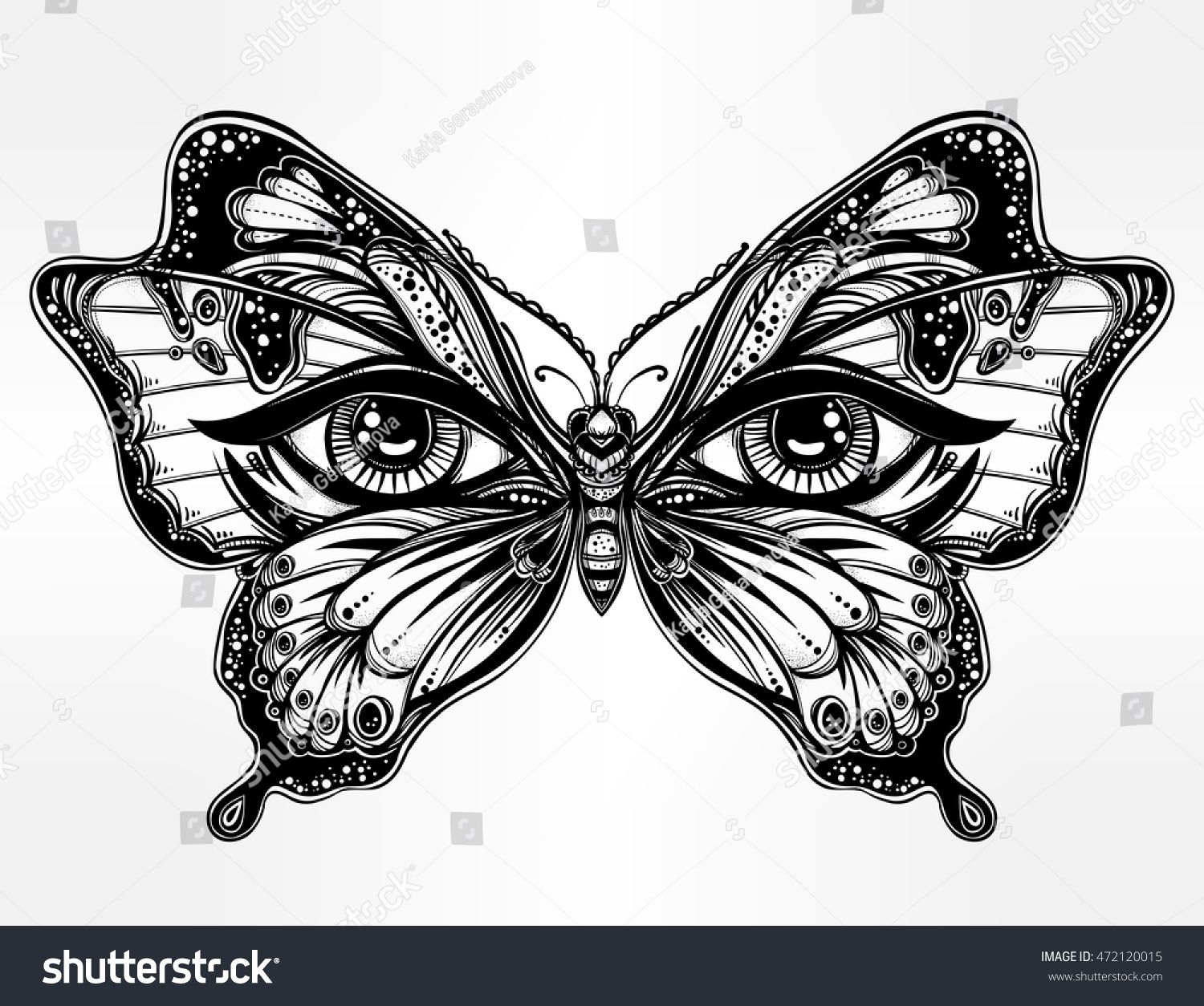 Beautiful Butterfly Wings With Human Eyes In Retro Flash Tattoo intended for proportions 1500 X 1254