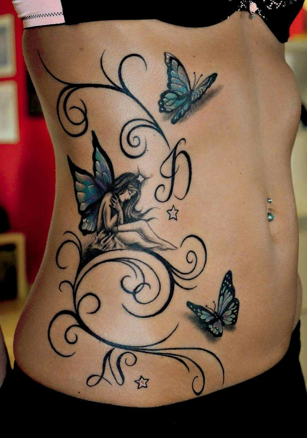 Beautiful Fairy And Butterfly Rib Cage Tattoo Tattoo Ideas inside dimensions 991 X 1413