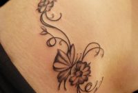 Beautiful Flower And Butterfly Chain On Upper Back Tattoos with measurements 768 X 1024