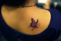 Beautiful Pink And Black Butterfly Tattoo On Back Work Black regarding dimensions 1192 X 1490