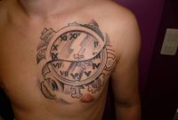 Beautiful Roman Numerals Clock Tattoo On Left Side Of Chest For Men for sizing 1067 X 800