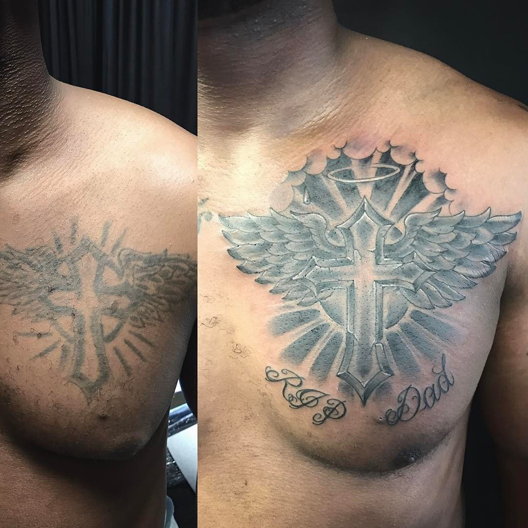Before And After Chest Tattoo Recovery Fix Up Or Cover Up Cross for sizing 1080 X 1080