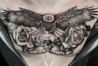 Black And Grey Chest Piece Eagle Chest Tattoo Memorial Tattoo regarding dimensions 1080 X 1080