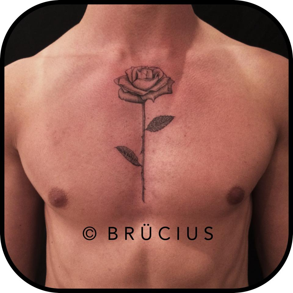 Black And Grey Rose Tattoo On Man Chest in measurements 960 X 960
