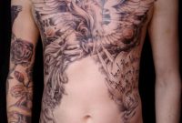 Black And White Chest Piece With A Bird Tattoo Tattoos Chest with regard to sizing 1024 X 1365