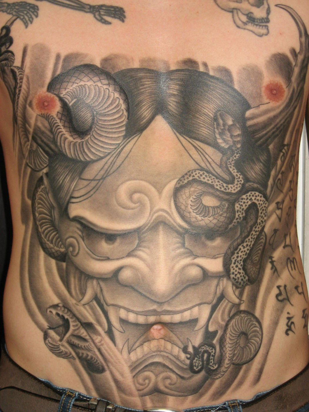 Black Grey Chest Hannyaoni Japanese Tattoo Slave To The Needle throughout dimensions 1050 X 1400