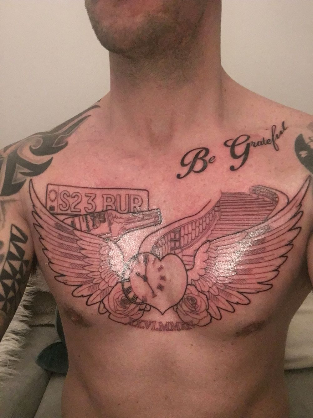 Black Grey Memorial Tattoo Ideas Memorial Chest Tattoo Tattoos in size 1000 X 1334