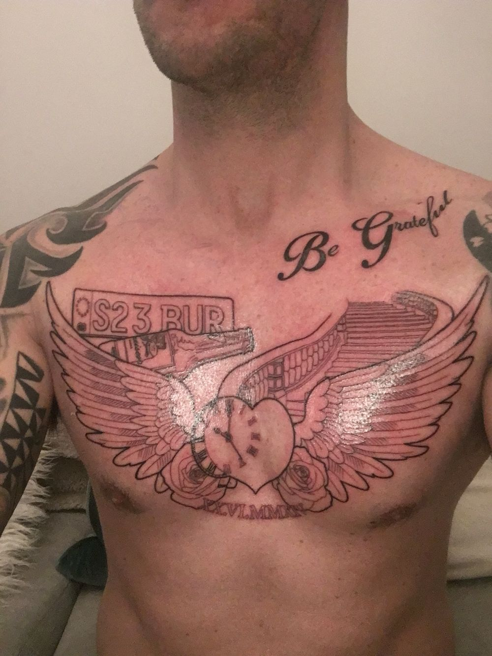 Black Grey Memorial Tattoo Ideas Memorial Chest Tattoo within sizing 1000 X 1334